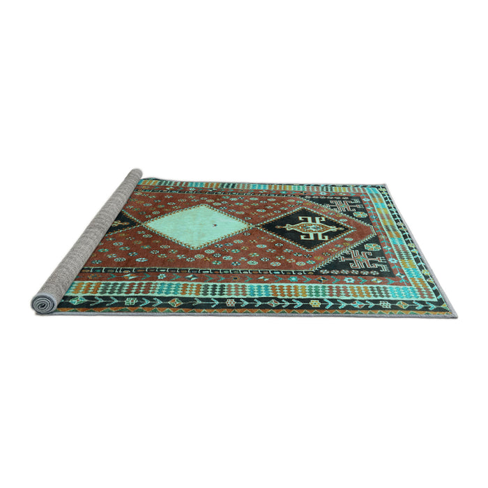 Sideview of Machine Washable Persian Light Blue Traditional Rug, wshtr804lblu