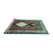 Sideview of Machine Washable Persian Light Blue Traditional Rug, wshtr804lblu