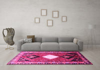 Machine Washable Persian Pink Traditional Rug, wshtr804pnk