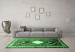 Machine Washable Persian Emerald Green Traditional Area Rugs in a Living Room,, wshtr804emgrn