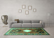 Machine Washable Persian Turquoise Traditional Area Rugs in a Living Room,, wshtr804turq