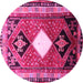 Round Persian Pink Traditional Rug, tr804pnk
