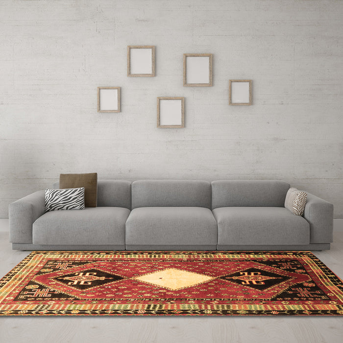 Machine Washable Persian Brown Traditional Rug in a Living Room,, wshtr804brn