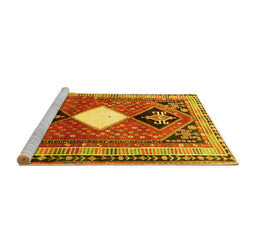 Sideview of Machine Washable Persian Yellow Traditional Rug, wshtr804yw