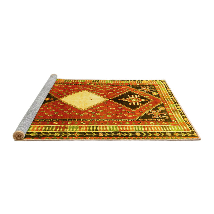 Sideview of Machine Washable Persian Yellow Traditional Rug, wshtr804yw