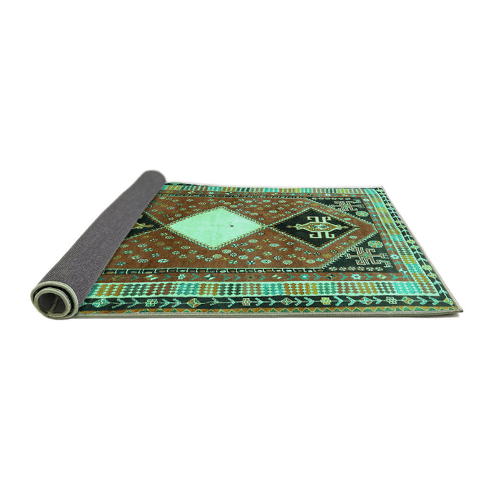 Sideview of Persian Turquoise Traditional Rug, tr804turq