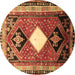 Round Machine Washable Persian Brown Traditional Rug, wshtr804brn