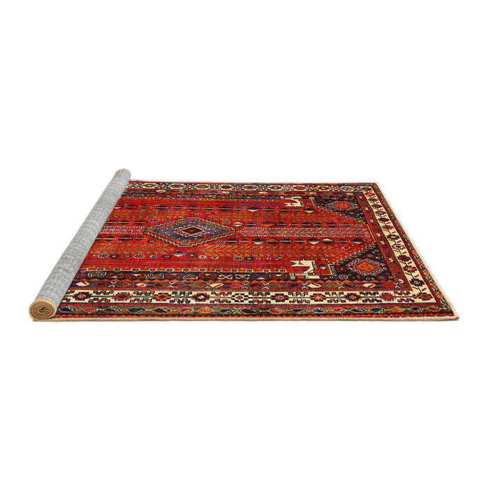 Sideview of Machine Washable Traditional Gold Brown Rug, wshtr805
