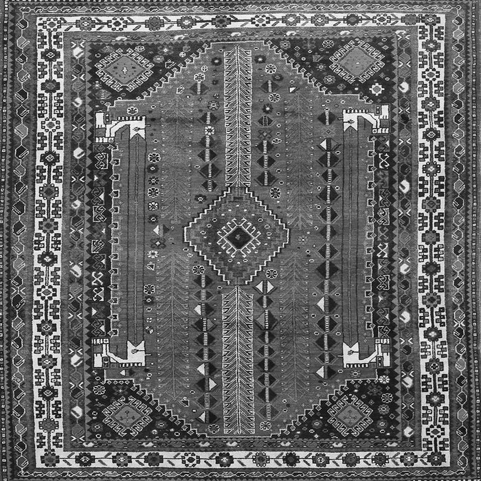 Round Machine Washable Persian Gray Traditional Rug, wshtr805gry