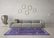 Machine Washable Persian Blue Traditional Rug in a Living Room, wshtr805blu