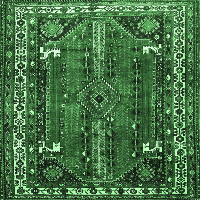 Square Persian Emerald Green Traditional Rug, tr805emgrn