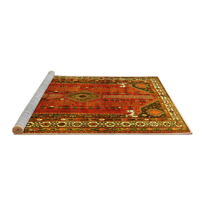 Sideview of Machine Washable Persian Yellow Traditional Rug, wshtr805yw