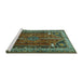 Sideview of Machine Washable Persian Turquoise Traditional Area Rugs, wshtr805turq