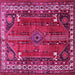 Square Machine Washable Persian Pink Traditional Rug, wshtr805pnk