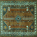 Square Persian Turquoise Traditional Rug, tr805turq