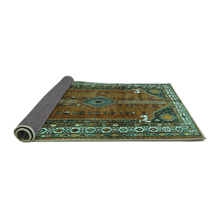 Sideview of Persian Turquoise Traditional Rug, tr805turq