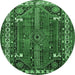 Round Persian Emerald Green Traditional Rug, tr805emgrn