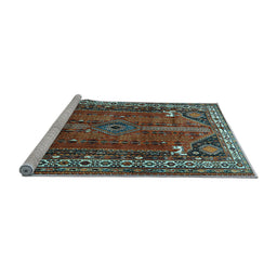 Sideview of Machine Washable Persian Light Blue Traditional Rug, wshtr805lblu