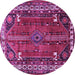 Round Persian Purple Traditional Rug, tr805pur