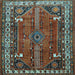 Square Machine Washable Persian Light Blue Traditional Rug, wshtr805lblu