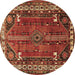 Round Persian Brown Traditional Rug, tr805brn