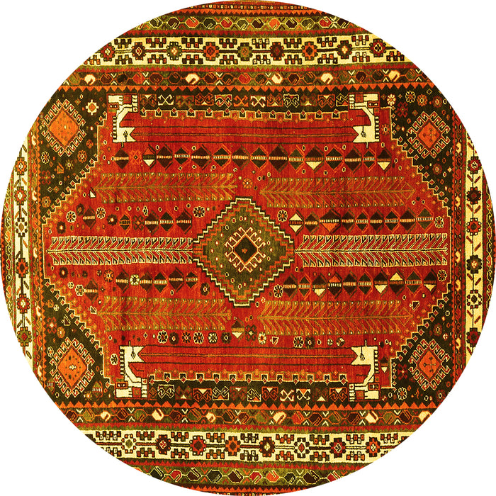 Round Persian Yellow Traditional Rug, tr805yw