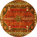 Round Persian Yellow Traditional Rug, tr805yw