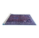 Sideview of Machine Washable Persian Blue Traditional Rug, wshtr805blu