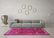 Machine Washable Persian Pink Traditional Rug in a Living Room, wshtr805pnk