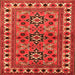 Round Machine Washable Persian Orange Traditional Area Rugs, wshtr806org