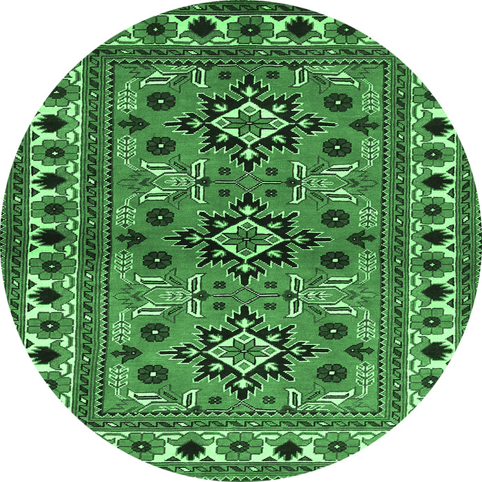 Round Persian Emerald Green Traditional Rug, tr806emgrn