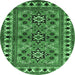 Round Persian Emerald Green Traditional Rug, tr806emgrn