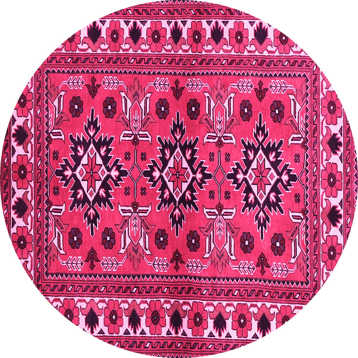 Round Machine Washable Persian Pink Traditional Rug, wshtr806pnk