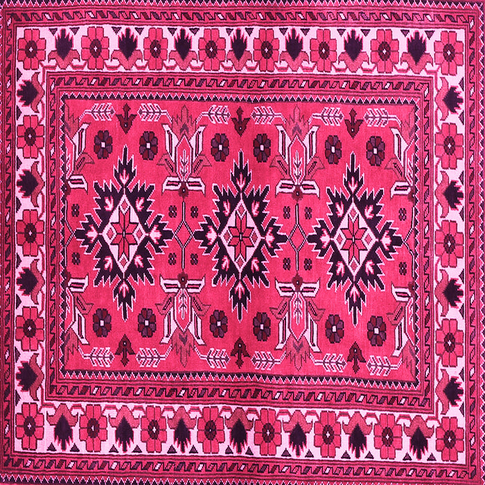 Square Machine Washable Persian Pink Traditional Rug, wshtr806pnk