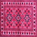 Square Machine Washable Persian Pink Traditional Rug, wshtr806pnk