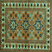 Square Persian Turquoise Traditional Rug, tr806turq