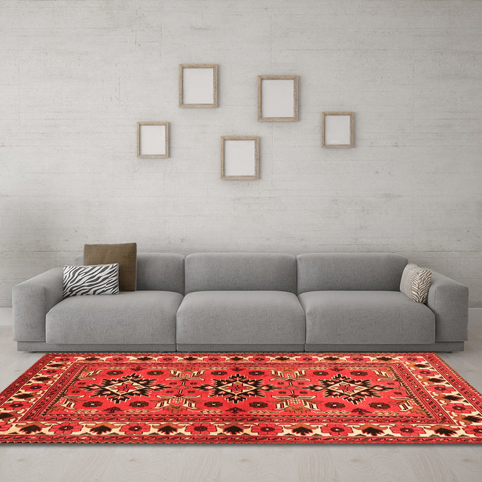 Machine Washable Persian Orange Traditional Area Rugs in a Living Room, wshtr806org