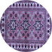 Round Machine Washable Persian Blue Traditional Rug, wshtr806blu