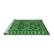 Sideview of Machine Washable Persian Emerald Green Traditional Area Rugs, wshtr806emgrn