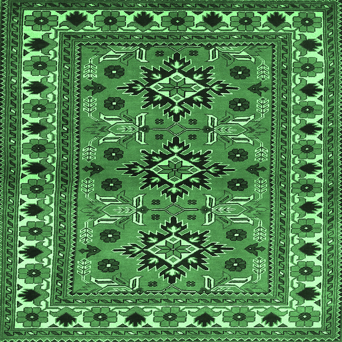 Square Machine Washable Persian Emerald Green Traditional Area Rugs, wshtr806emgrn