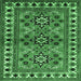 Square Machine Washable Persian Emerald Green Traditional Area Rugs, wshtr806emgrn