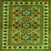 Round Machine Washable Persian Green Traditional Area Rugs, wshtr806grn