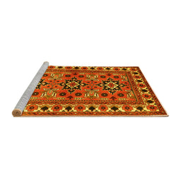 Sideview of Machine Washable Persian Yellow Traditional Rug, wshtr806yw