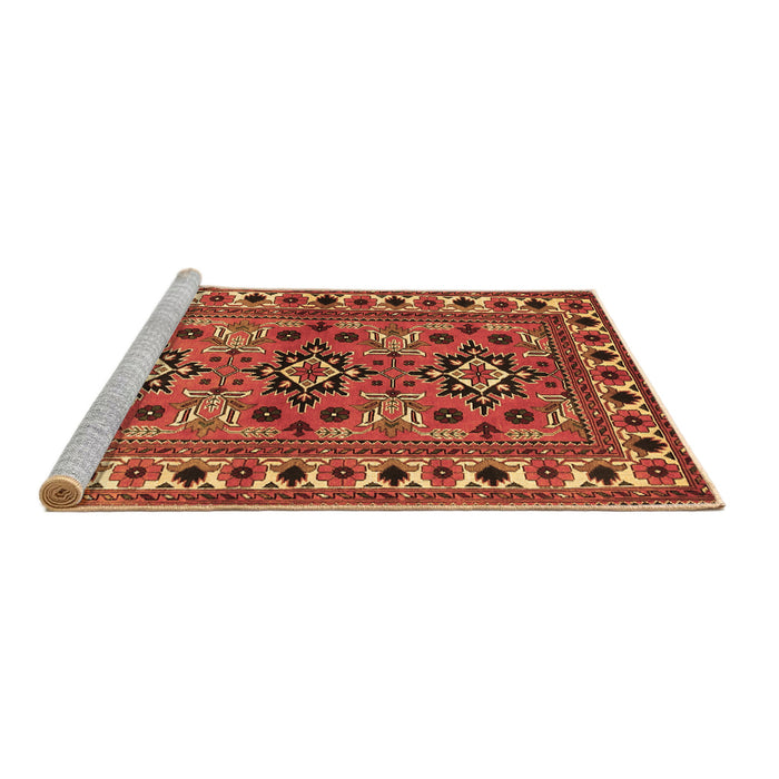 Sideview of Machine Washable Persian Brown Traditional Rug, wshtr806brn
