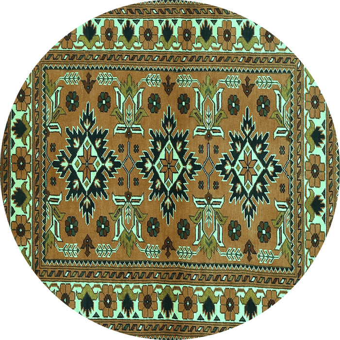 Round Machine Washable Persian Turquoise Traditional Area Rugs, wshtr806turq