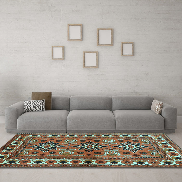 Machine Washable Persian Light Blue Traditional Rug in a Living Room, wshtr806lblu
