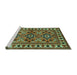 Sideview of Machine Washable Persian Turquoise Traditional Area Rugs, wshtr806turq