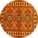 Round Persian Yellow Traditional Rug, tr806yw