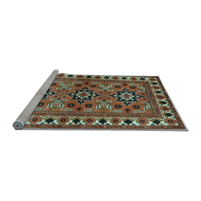 Sideview of Machine Washable Persian Light Blue Traditional Rug, wshtr806lblu