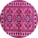 Round Machine Washable Persian Purple Traditional Area Rugs, wshtr806pur